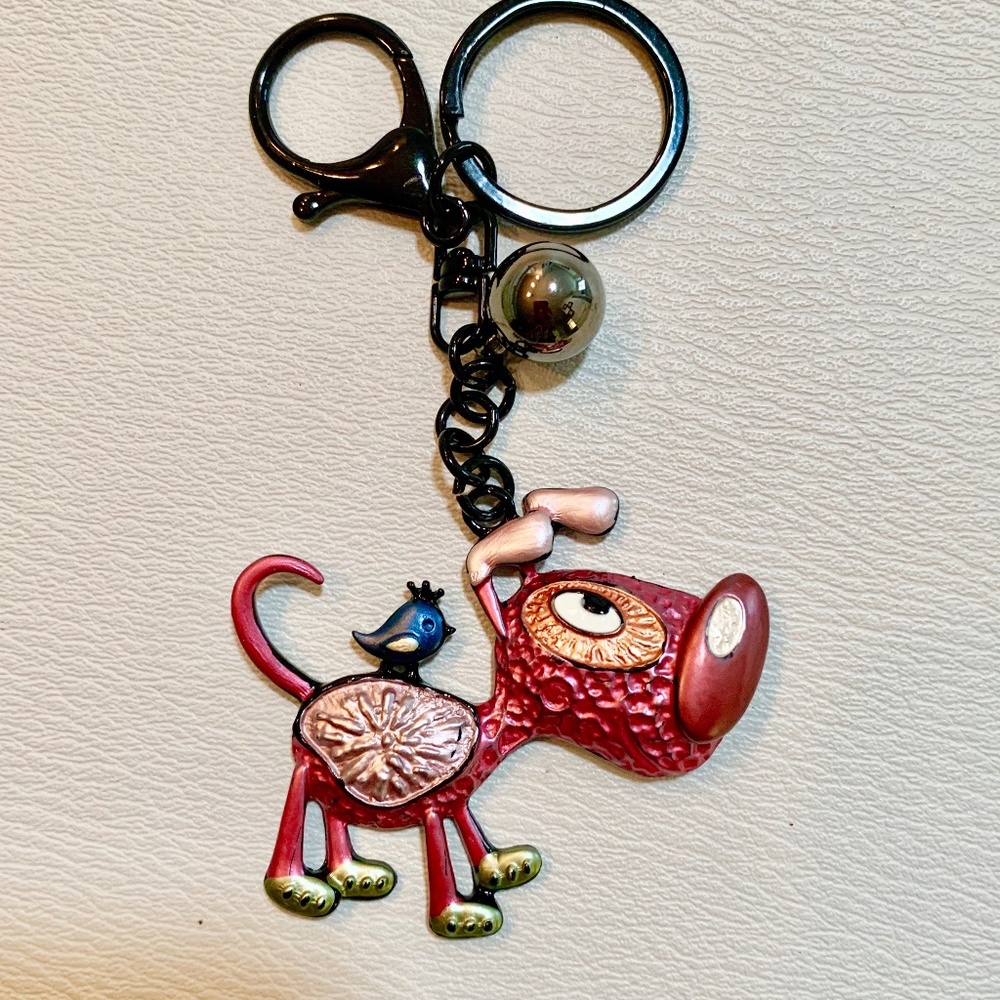 Enamel Dog Key Chain Purse Clip